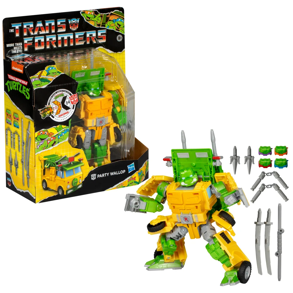 Hasbro Transformers Collaborative Teenage Mutant Ninja Turtles Party Wallop, 7” Action Figure, 8+ Afbeelding 1