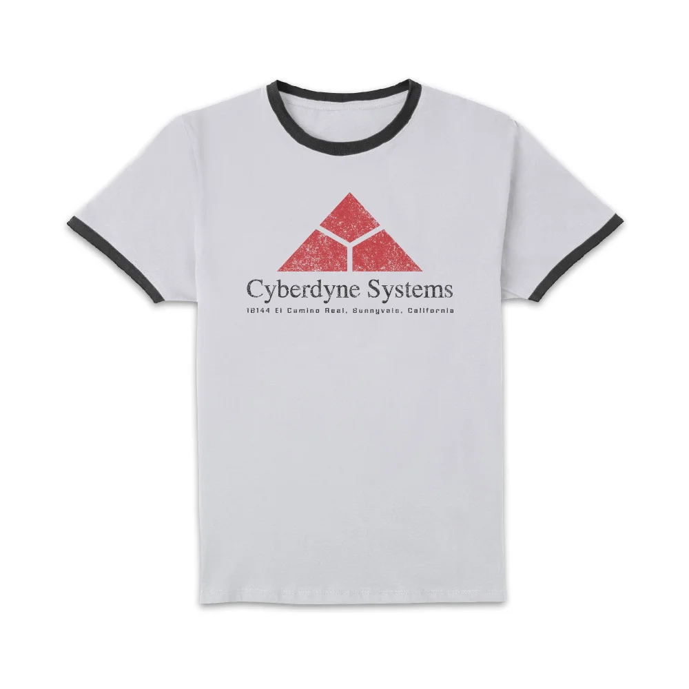 The Terminator Cyberdyne Systems Logo Unisex Ringer T-Shirt - White/Black - S Afbeelding 1
