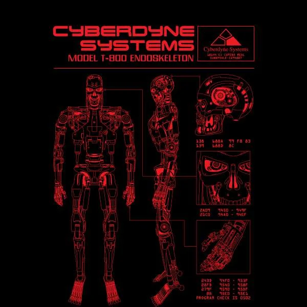 The Terminator T-800 Schematic Unisex T-Shirt - Black