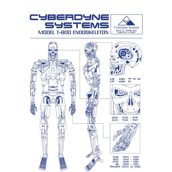 The Terminator T-800 Schematic Unisex T-Shirt - White