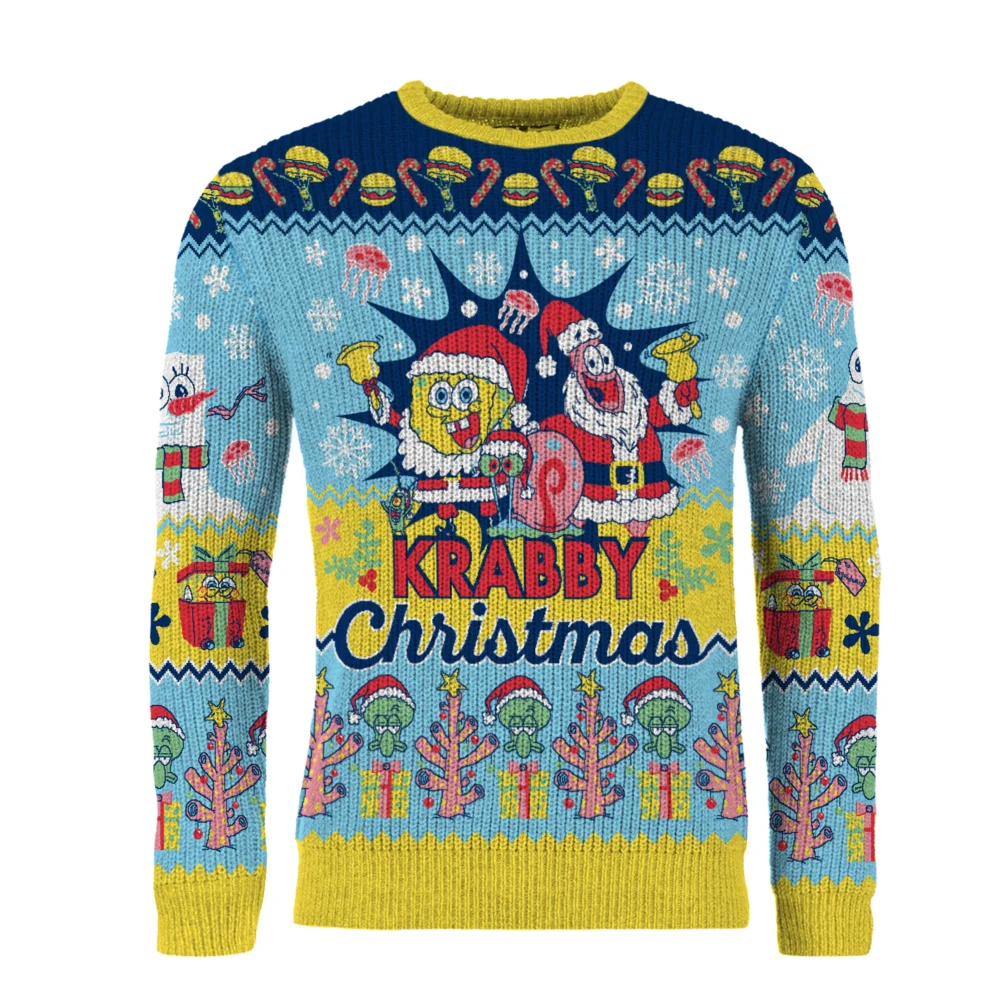 Spongebob Squarepants Krabby Christmas Knitted Christmas Jumper - S Afbeelding 1