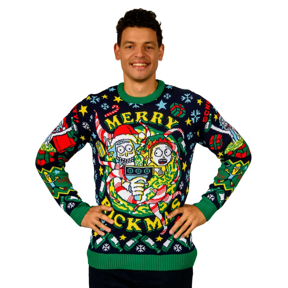 Rick and Morty Merry Rickmas Knitted Christmas Jumper - S Afbeelding 1