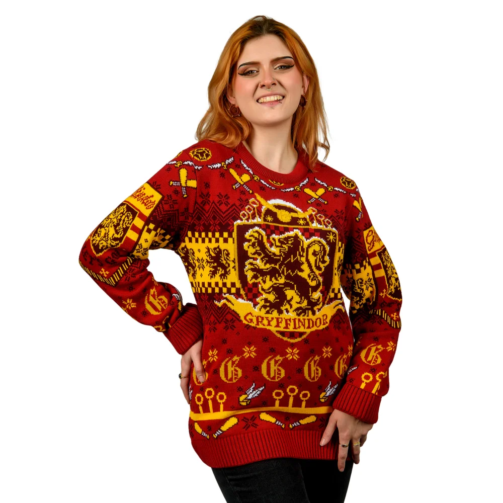 Harry Potter Gryffindor Quidditch Knitted Christmas Jumper - 4XL Afbeelding 1