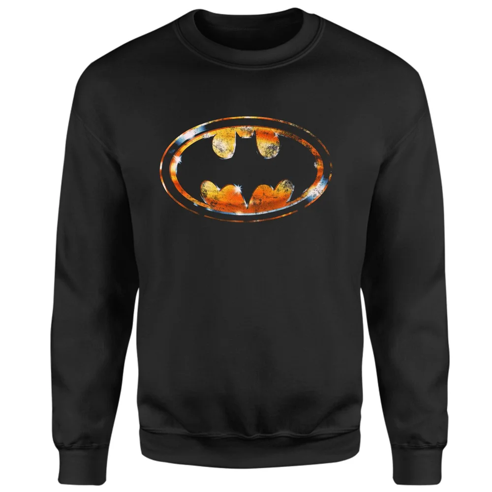 BATMAN Bat Logo Distressed Sweatshirt - Black - XXL Afbeelding 1