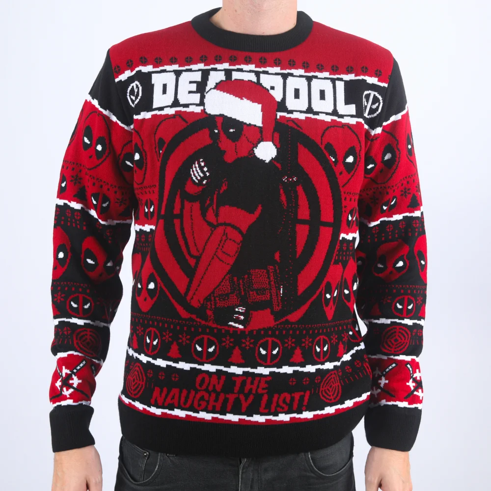 Deadpool On The Naughty List Knitted Christmas Jumper - XL Afbeelding 1