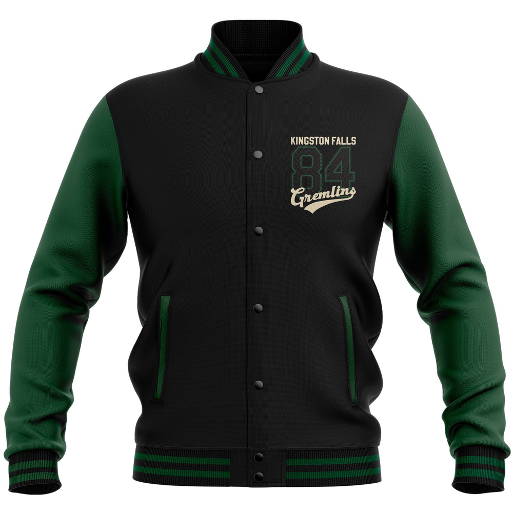 Gremlins Stripe Collegiate Varsity Jacket - Black/Green - XL Afbeelding 1