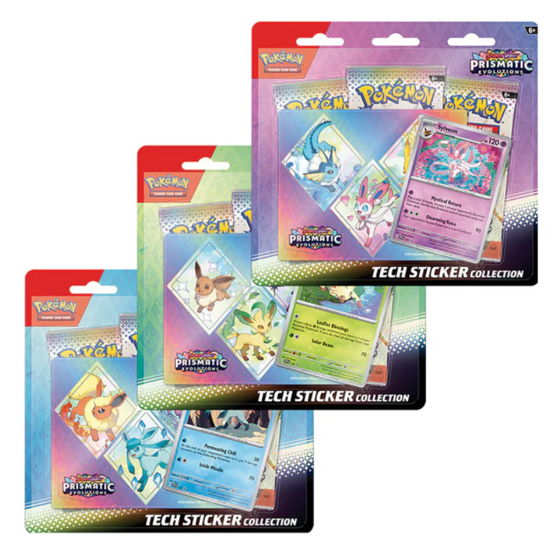 Pokémon TCG: Scarlet & Violet 8.5 - Prismatic Evolutions Tech Sticker Collection - Assorted Display (Includes 1 Set Only) Afbeelding 1