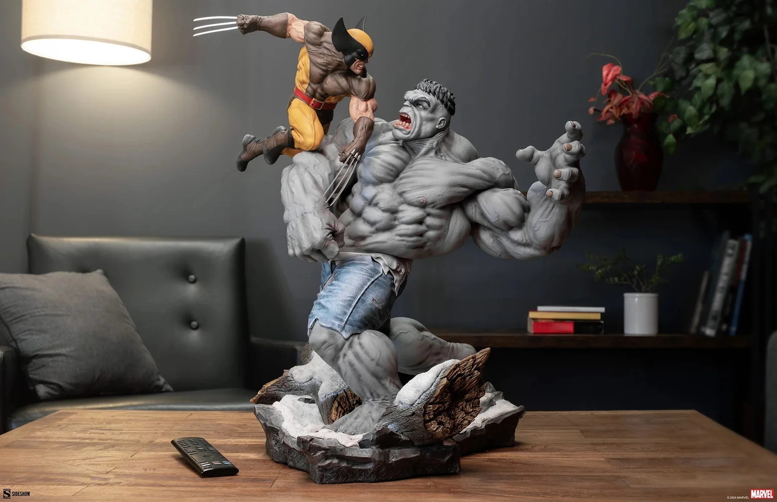 Sideshow Grey Hulk vs Wolverine Maquette Collectible Statue Afbeelding 1