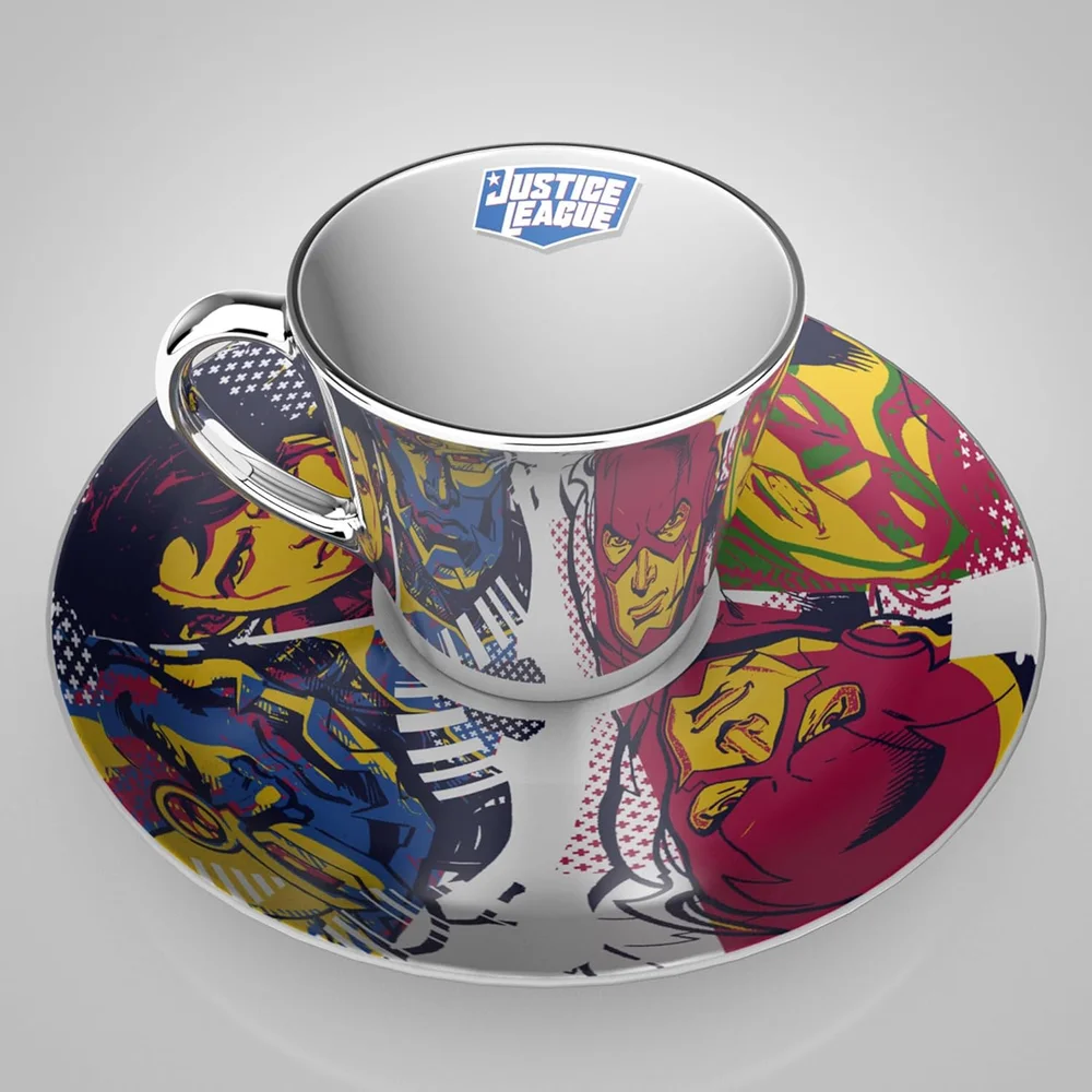 DC Comics Justice League Collectors Plate & Mirror Mug Set Afbeelding 1