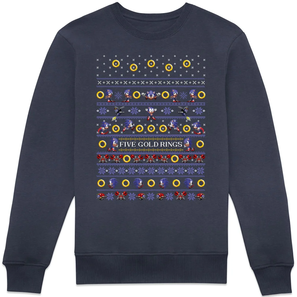 SONIC THE HEDGEHOG Five Gold Rings Sweatshirt - Navy - XXL Afbeelding 1