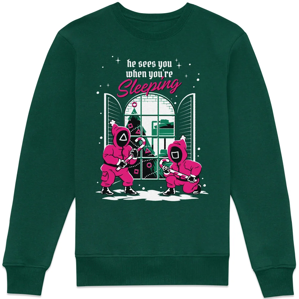 Squid Game He Sees You When You're Sleeping Sweatshirt - Green - XS Afbeelding 1