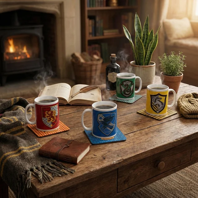 Harry Potter Houses 4x Mugs & Coasters Bundle