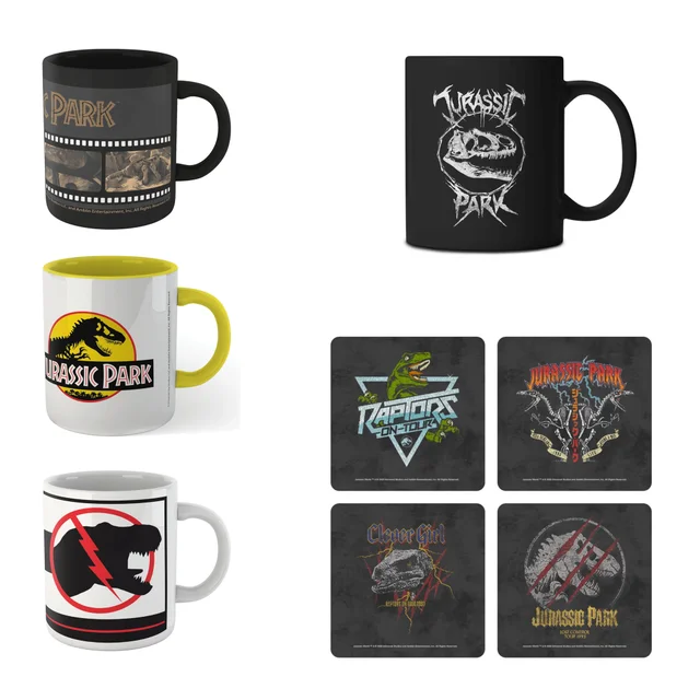 Jurassic Park 4x Mugs & Coasters Bundle