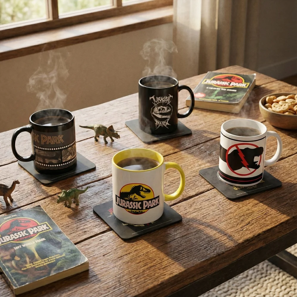 Jurassic Park 4x Mugs & Coasters Bundle Afbeelding 1