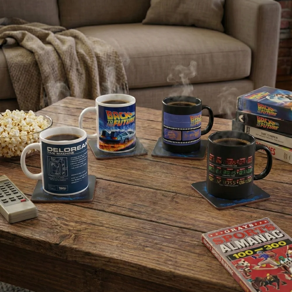 Back to the Future 4x Mugs & Coasters Bundle Afbeelding 1