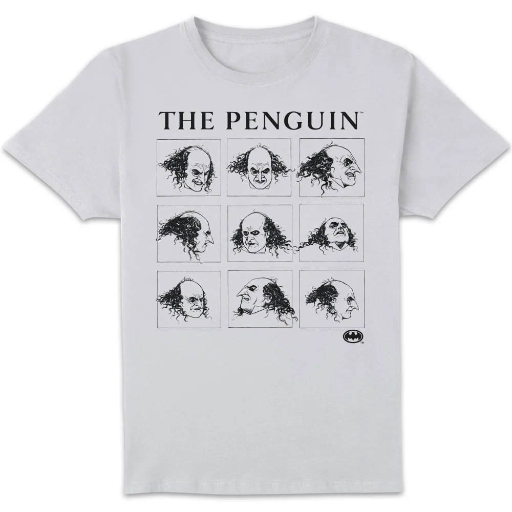 Batman Returns Multiple Faces Of The Penguin Men's T-Shirt - White - 3XL Afbeelding 1