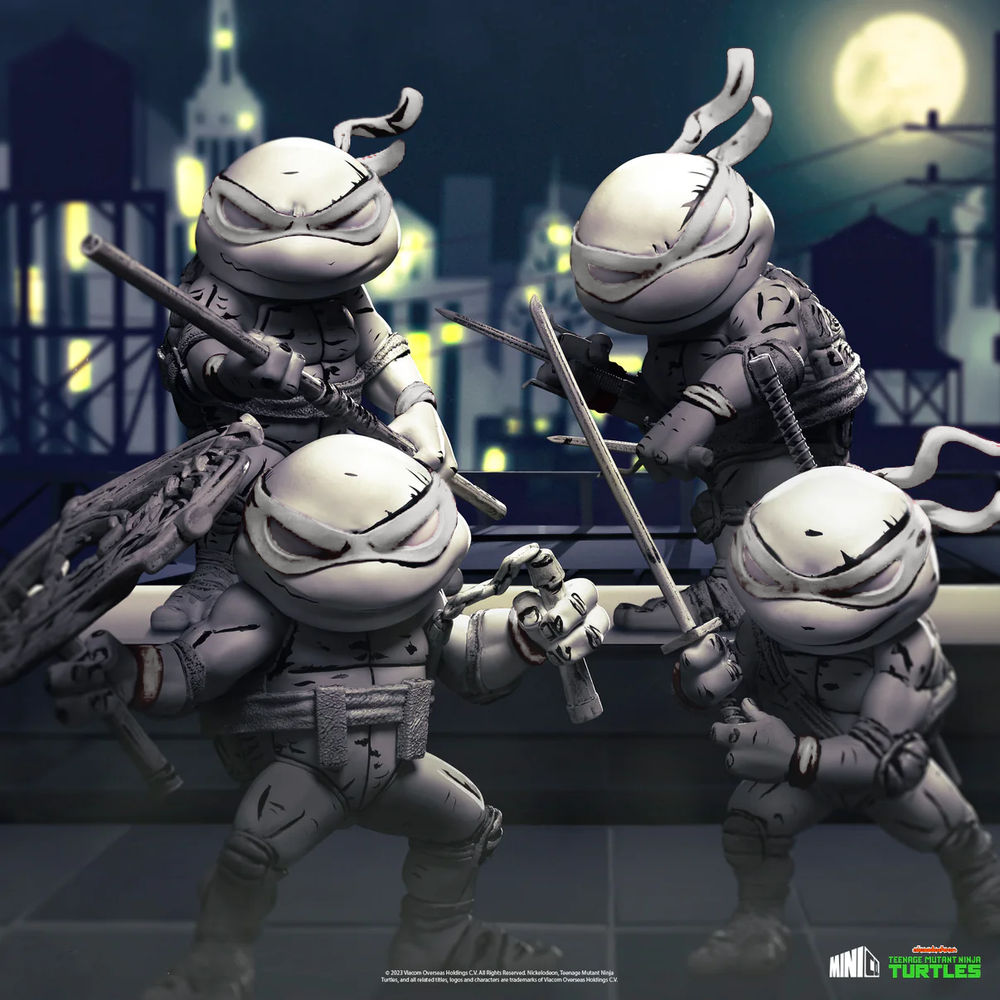 Iron Studios Teenage Mutant Ninja Turtles Minico Black & White 4-Pack SDCC Exclusive (Limited to 1000) Afbeelding 1