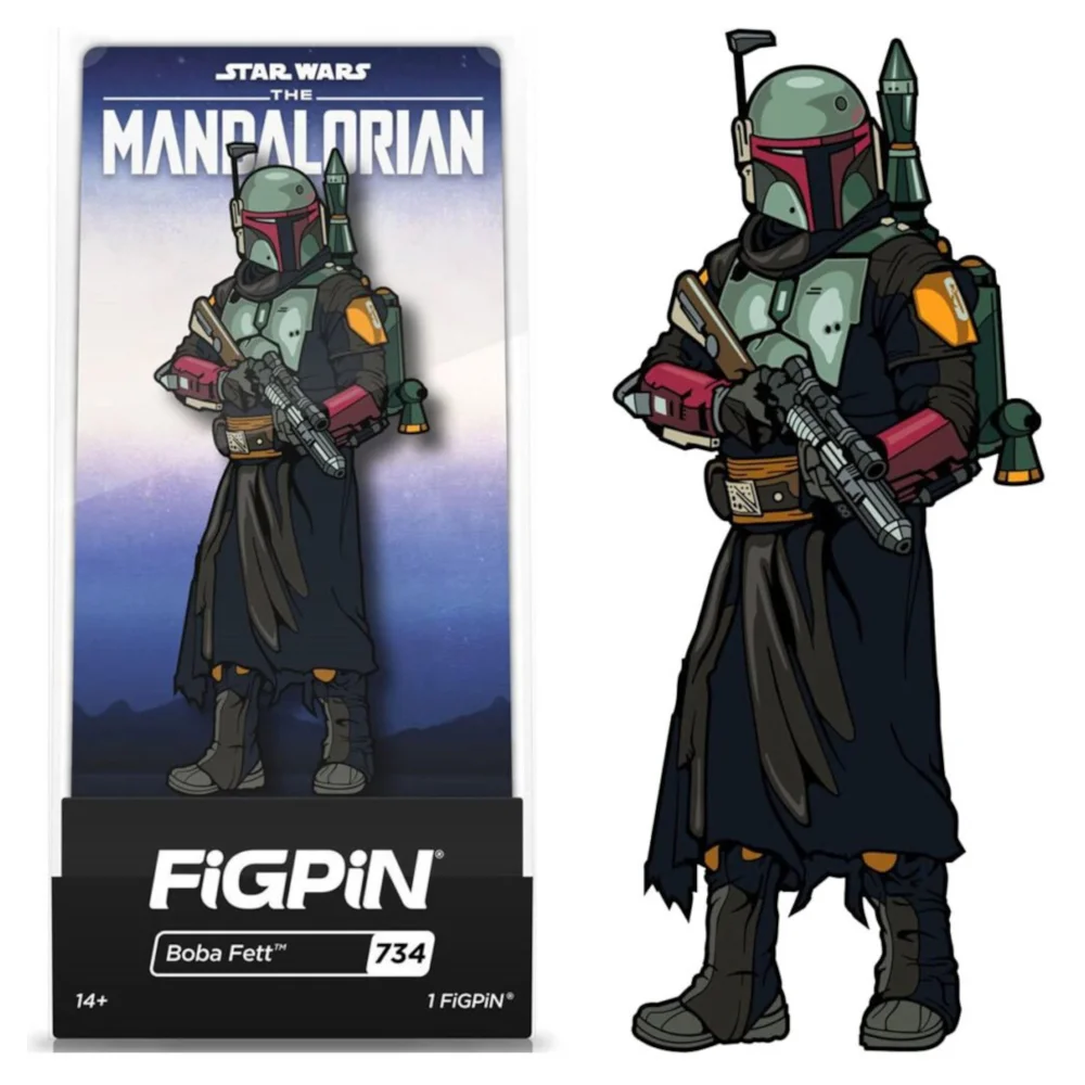 FiGPiN Star Wars The Mandalorian Boba Fett 3" Enamel Pin #734 Afbeelding 1