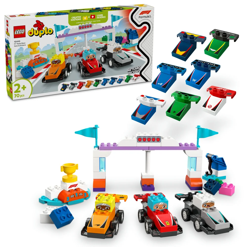 LEGO® DUPLO® Town F1® Team Race Cars & Drivers Building Toy for Family Fun 10445 Afbeelding 1