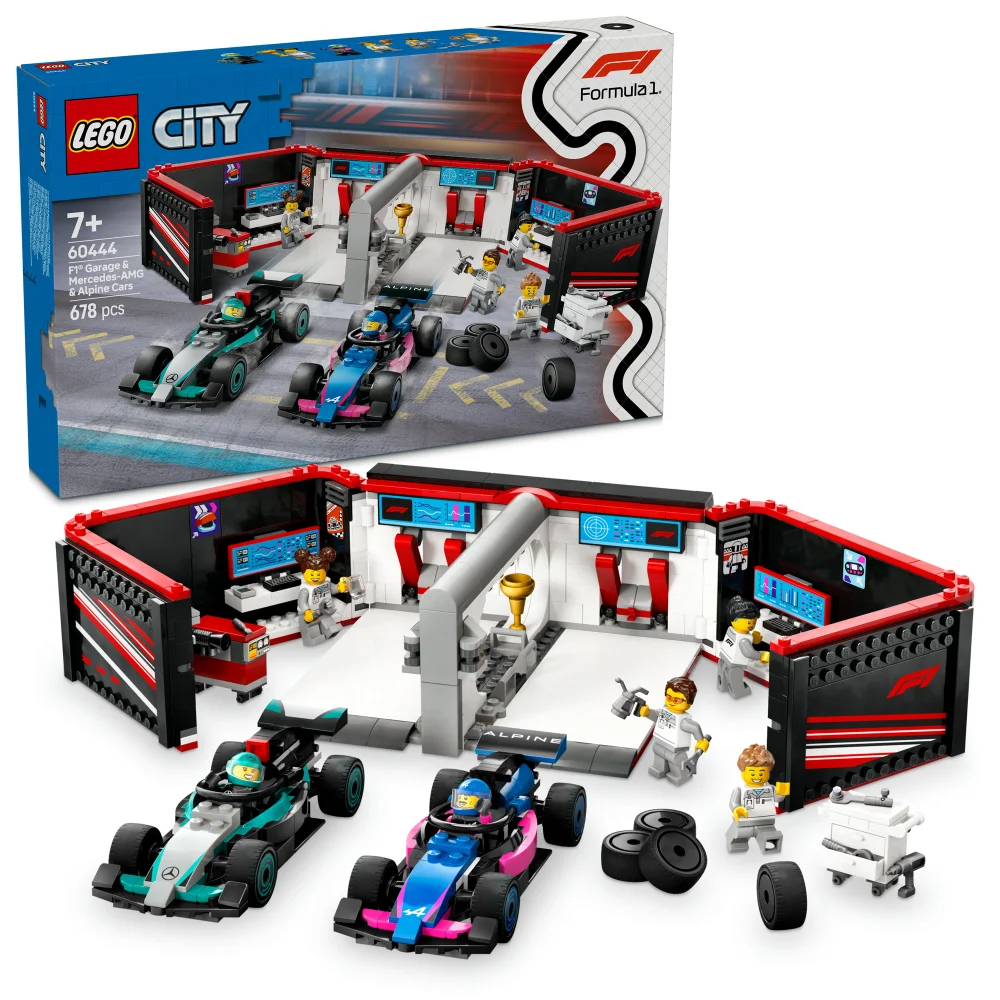 LEGO® City F1® Garage & Mercedes-AMG & Alpine Cars Toy Playset 60444 Afbeelding 1