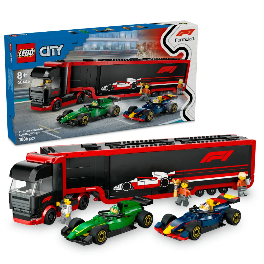 LEGO® City F1® Truck with RB20 & AMR24 F1® Cars Toy Race Vehicle Transporter Playset 60445 Afbeelding 1