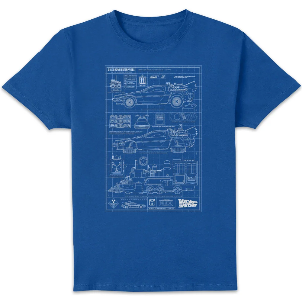 Back to the future Schematic Men's T-Shirt - Blue - L Afbeelding 1