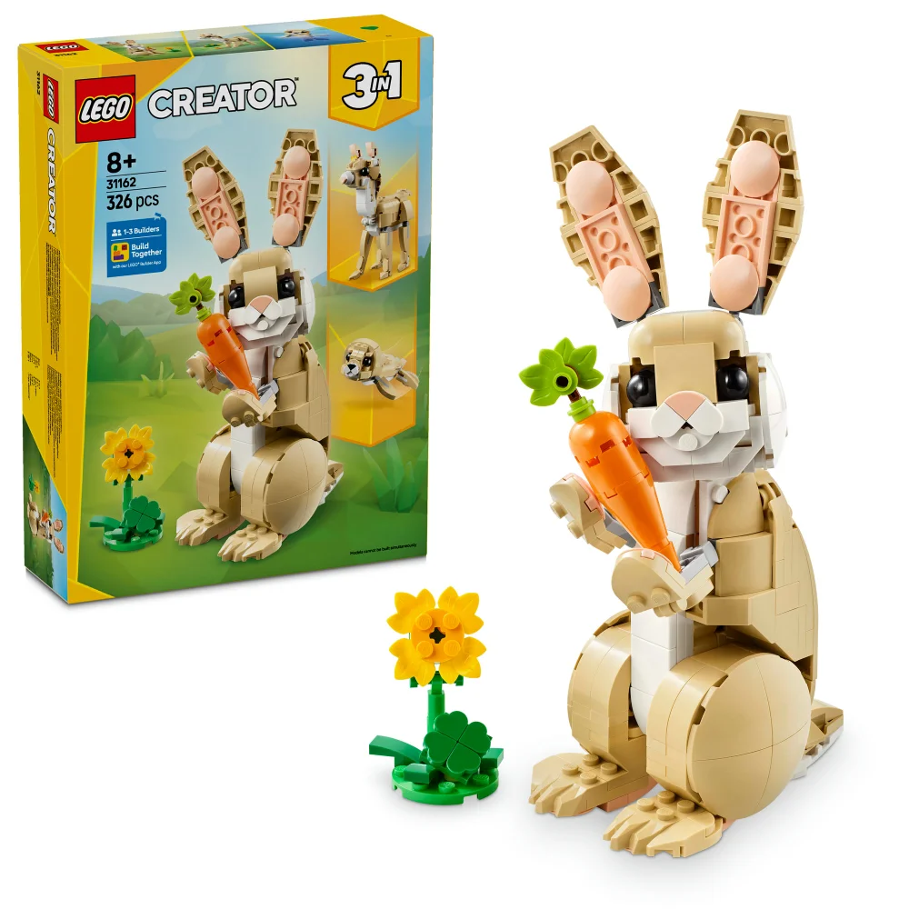 LEGO Creator 3in1 Cute Bunny Toy, Animal Figure Set 31162 Afbeelding 1