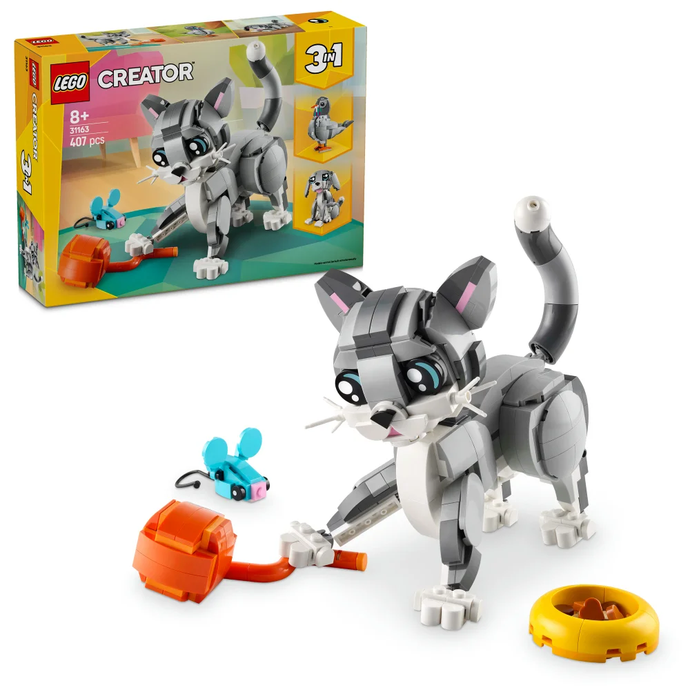 LEGO Creator 3in1 Playful Cat Figure, Toy Animal Set 31163 Afbeelding 1
