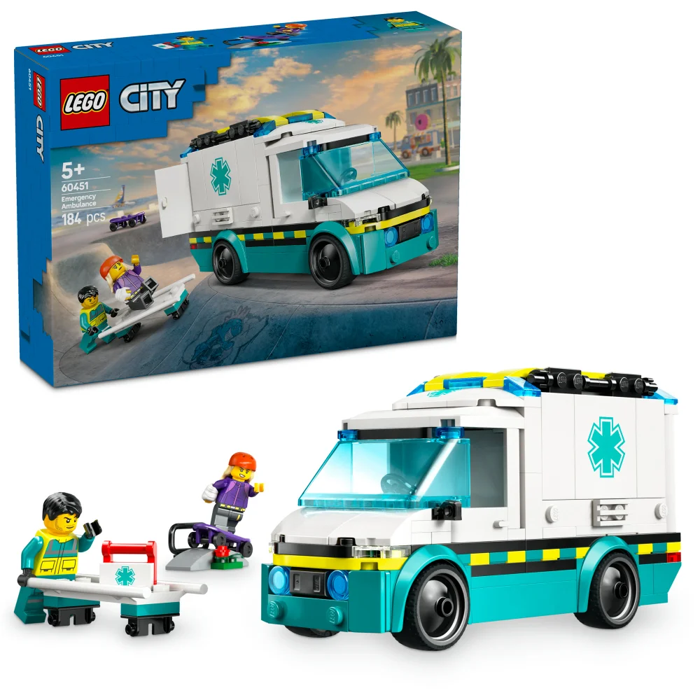 LEGO City Emergency Ambulance Toy Set with Minifigures 60451 Afbeelding 1