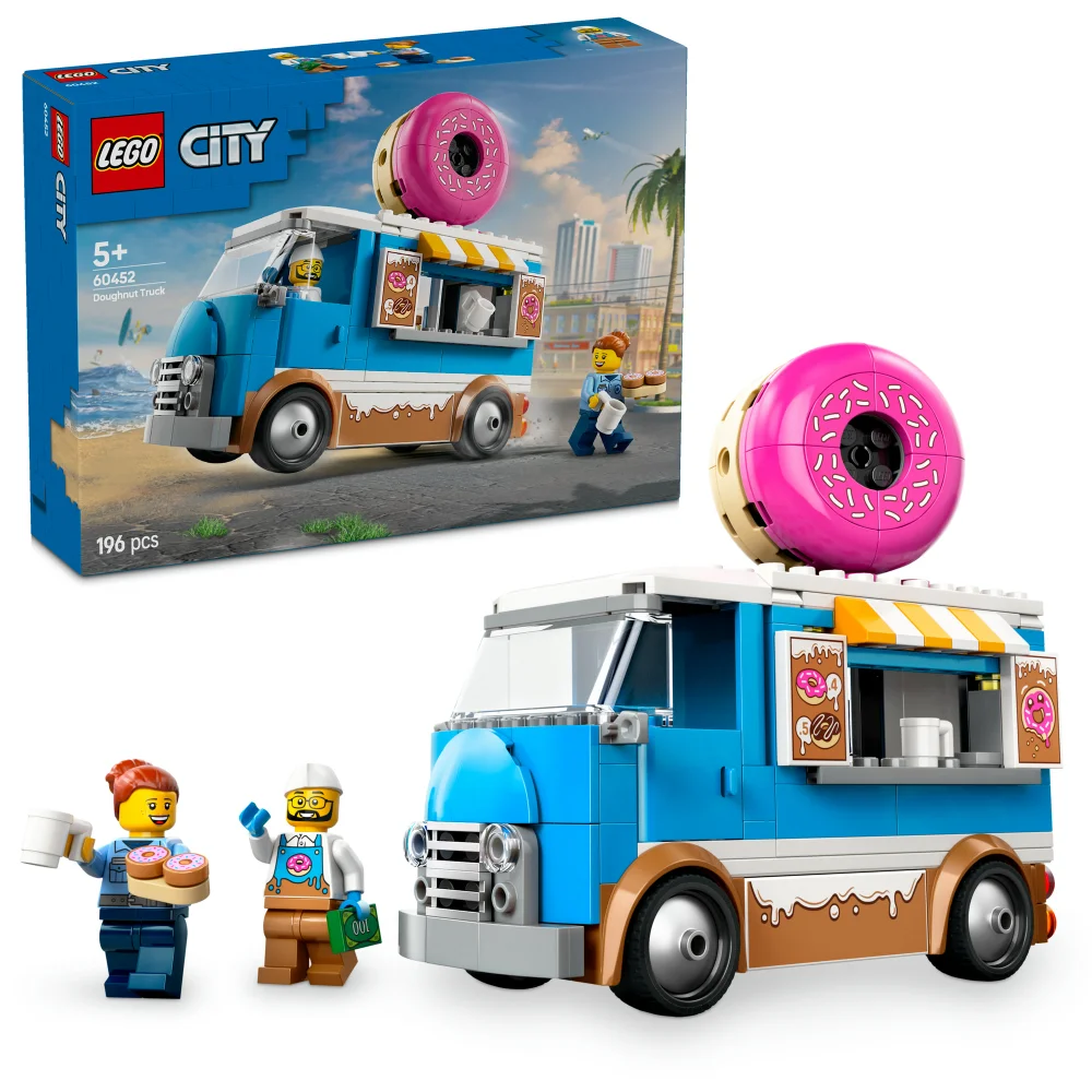 LEGO City Doughnut Truck Toy, Set with 2 Minifigures 60452 Afbeelding 1