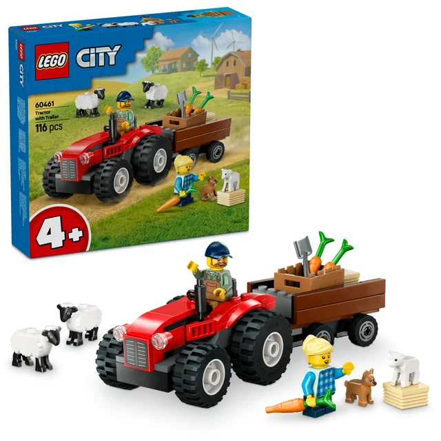 LEGO City Red Farm Tractor with Trailer & Sheep Toys 60461