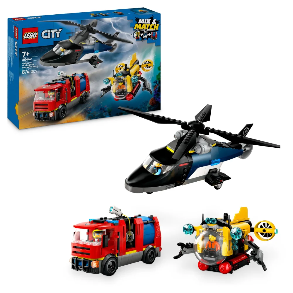 LEGO City Helicopter, Fire Engine & Submarine Remix 60462 Afbeelding 1