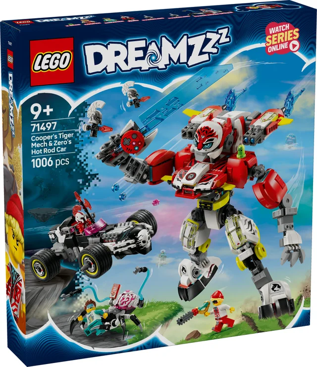 LEGO® DREAMZzz™ Cooper’s Tiger Mech & Zero’s Hot Rod Car Toy Vehicle Model for Kids 71497