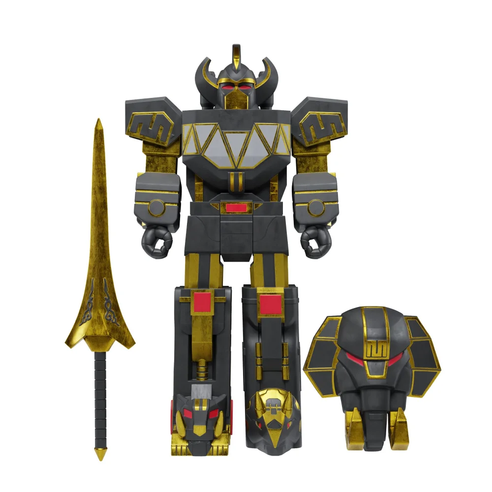 Super7 Power Rangers W1 - Megazord Black and Gold ReAction Figure Afbeelding 1