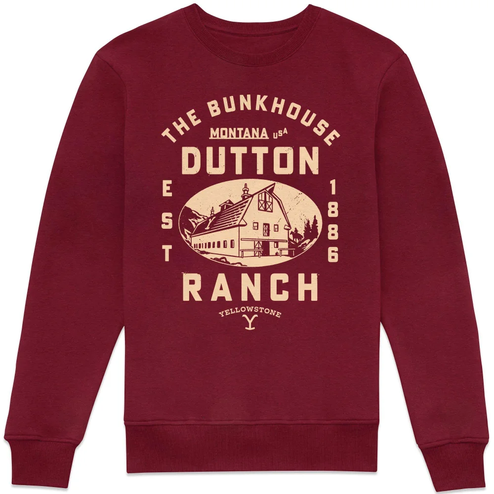 Yellowstone Dutton Ranch Woodcut Sweatshirt - Burgundy - XS Afbeelding 1