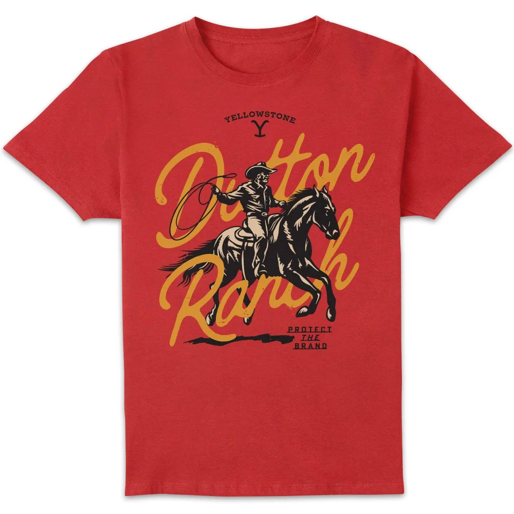 Yellowstone Dutton Ranch Lasso Unisex T-Shirt - Red - S Afbeelding 1