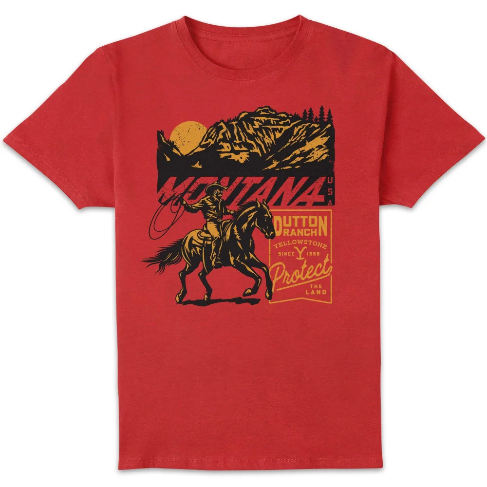 Yellowstone Montana USA Unisex T-Shirt - Red - S Afbeelding 1