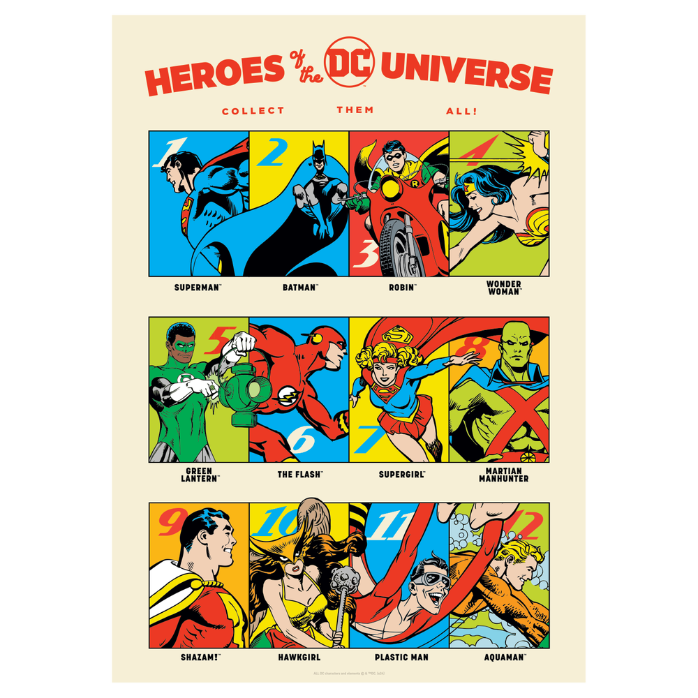DC 90th Anniversary Heroes Art print Afbeelding 1