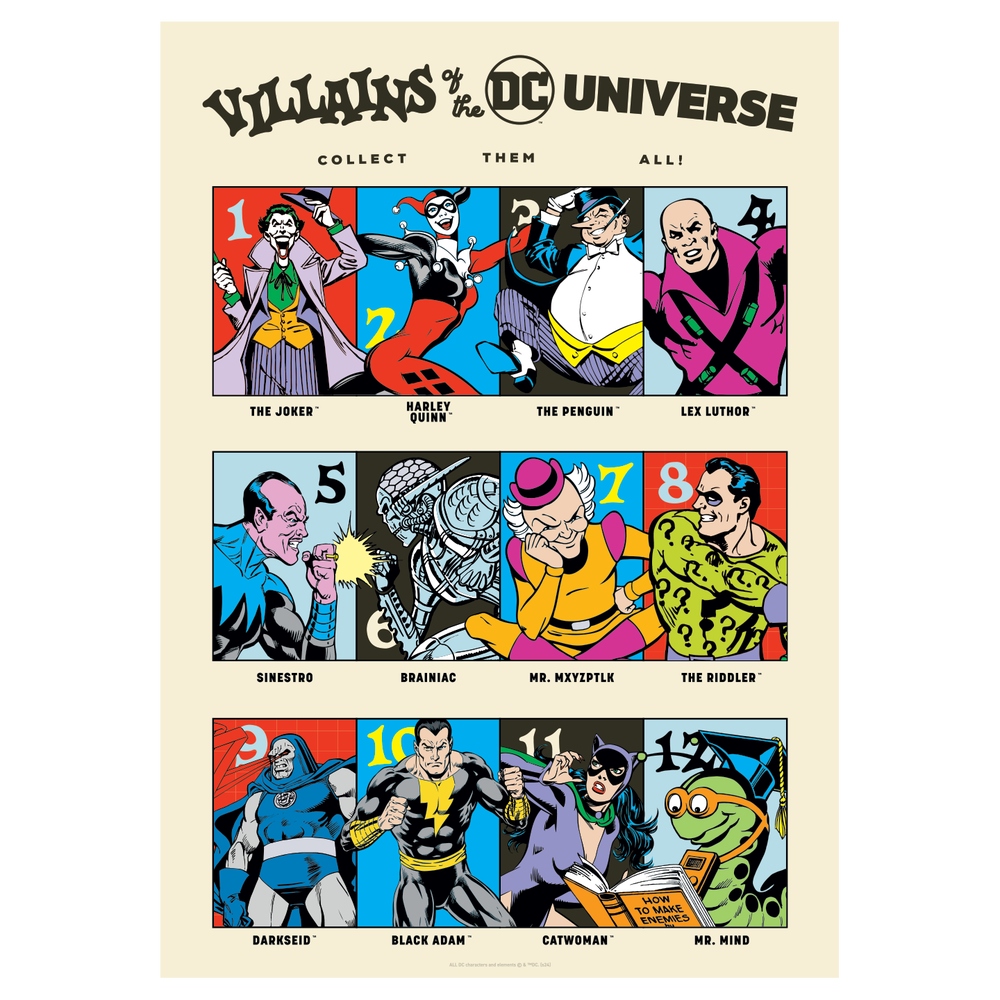 DC 90th Anniversary Villains Art print Afbeelding 1