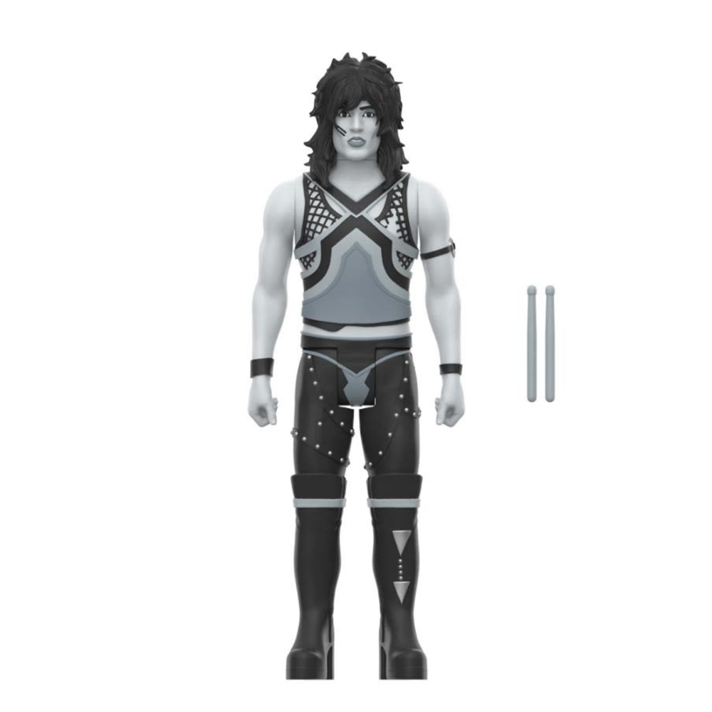 Super7 Motley Crue ReAction Wave 2 - Tommy Lee Shout at the Devil Black & White Edition Action Figure Afbeelding 1
