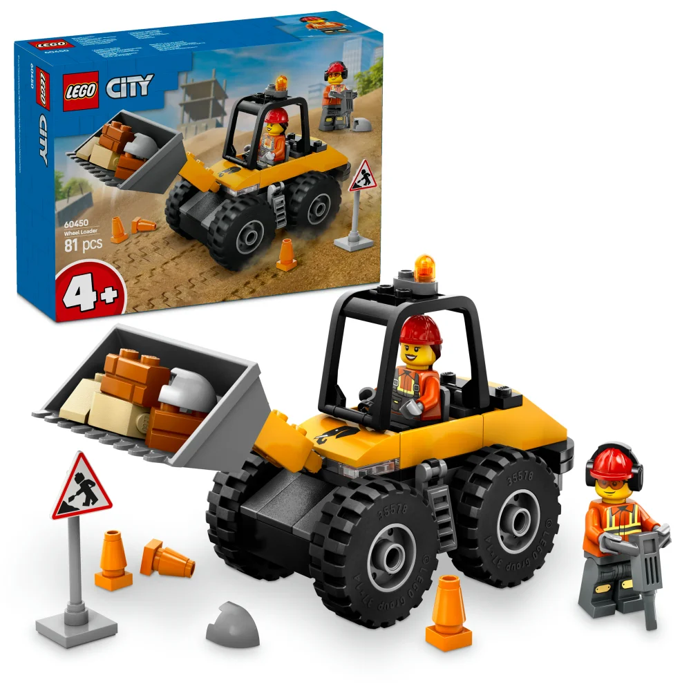 LEGO City Yellow Construction Wheel Loader Vehicle Toy 60450 Afbeelding 1