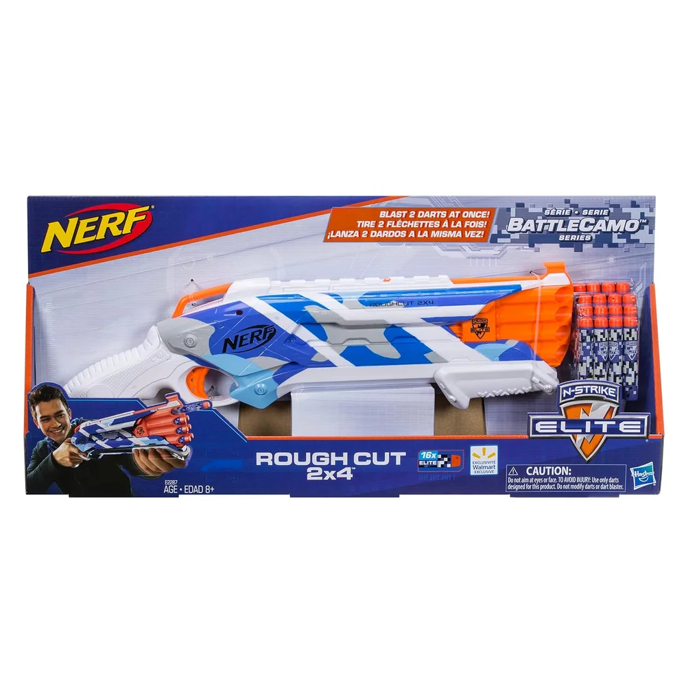 Nerf N-Strike Elite Rough Cut 2x4 BattleCamo Series Dart Blaster, 16 Darts, Outdoor Toys Afbeelding 1