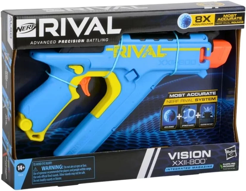 Nerf Rival Vision XXII-800 Blaster, Most Accurate Nerf Rival System, Adjustable Sight, 8 Nerf Rival Accu-Rounds
