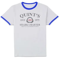 Jaws Quint's Shark Charter Unisex Ringer T-Shirt - White/Navy - undefined undefined