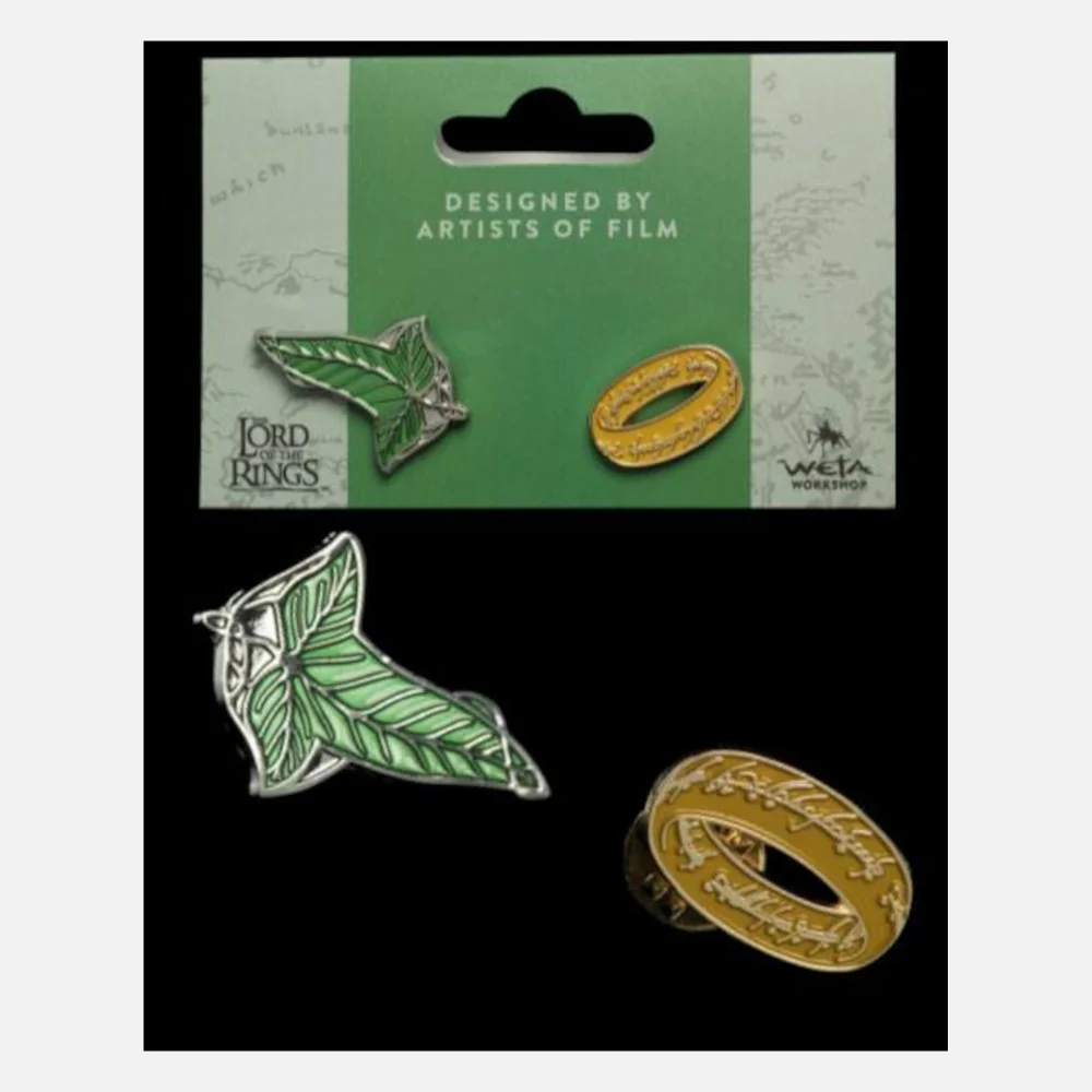 Weta Workshop Lord of the Rings Collectors Pins 2-Pack Elfen Leaf & One Ring Afbeelding 1