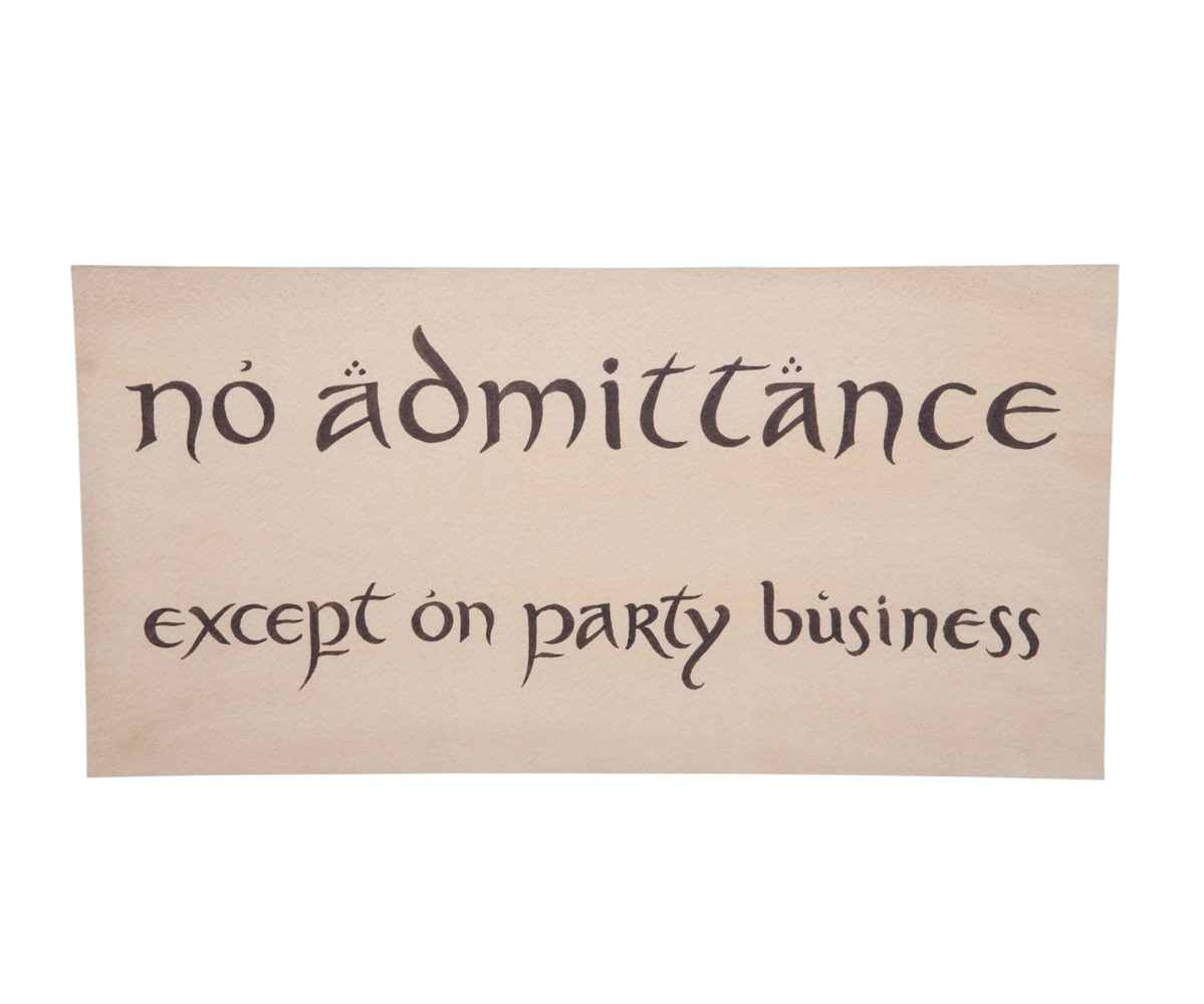 Weta Workshop The Hobbit Replica No Admittance Sign Afbeelding 1