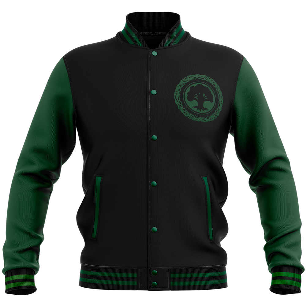Magic: The Gathering Forest Roundel Varsity Jacket - Black/Green - S Afbeelding 1