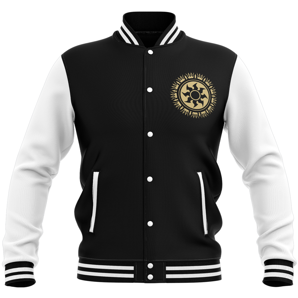 Magic: The Gathering Plains Roundel Varsity Jacket - Black/White - S Afbeelding 1