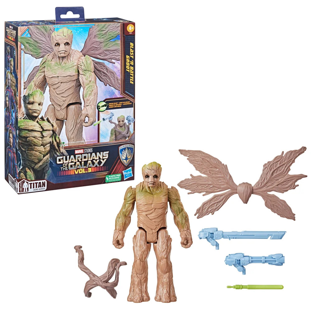 Hasbro Marvel Studios' Guardians of the Galaxy Vol. 3 Titan Hero Series Blast 'N Battle Groot Action Figure (11.5") Afbeelding 1