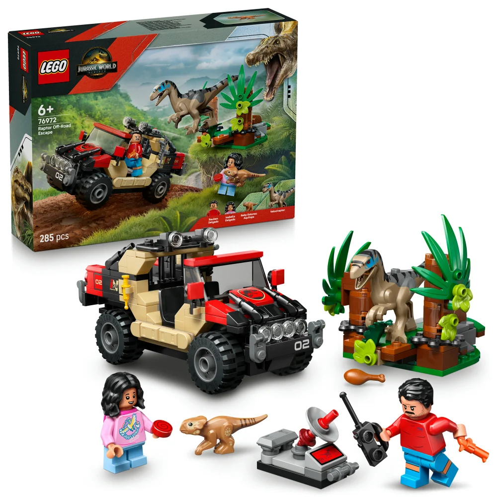LEGO® Jurassic World Raptor Off-Road Escape Velociraptor Toy Dinosaur 76972 Afbeelding 1